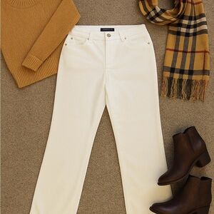 Ellen Tracy White Straight Leg Stretch Pants Sz 10 | Classic Fall Chic